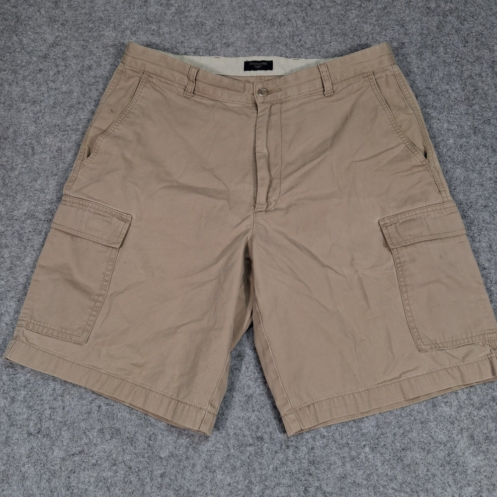 Dockers Cargo Shorts Mens 34 Tan Khaki Cotton Twill Multi Pocket Casual